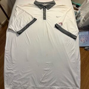 Nike Men's White Polo with Gray Collar